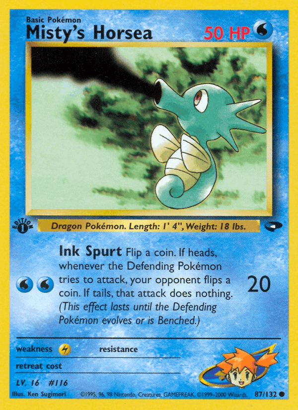 Misty's Horsea, card 87 from Gym Challenge