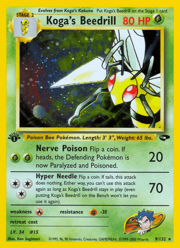 Koga's Beedrill, card 9 from Gym Challenge