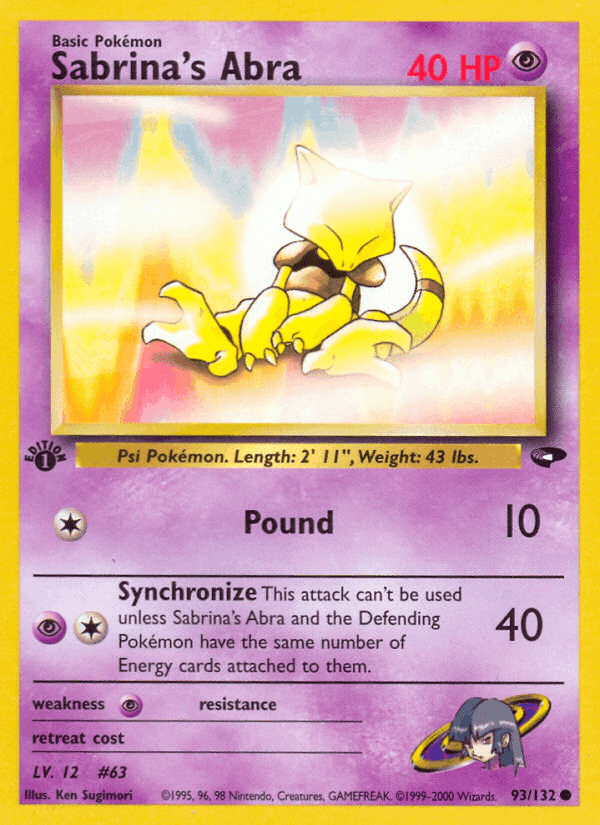 Sabrina's Abra, card 93 from Gym Challenge