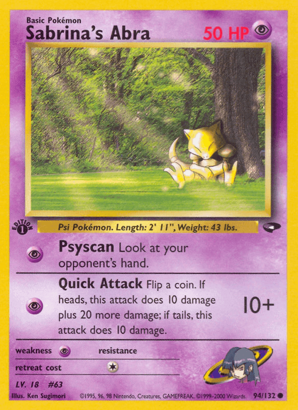 Sabrina's Abra, card 94 from Gym Challenge