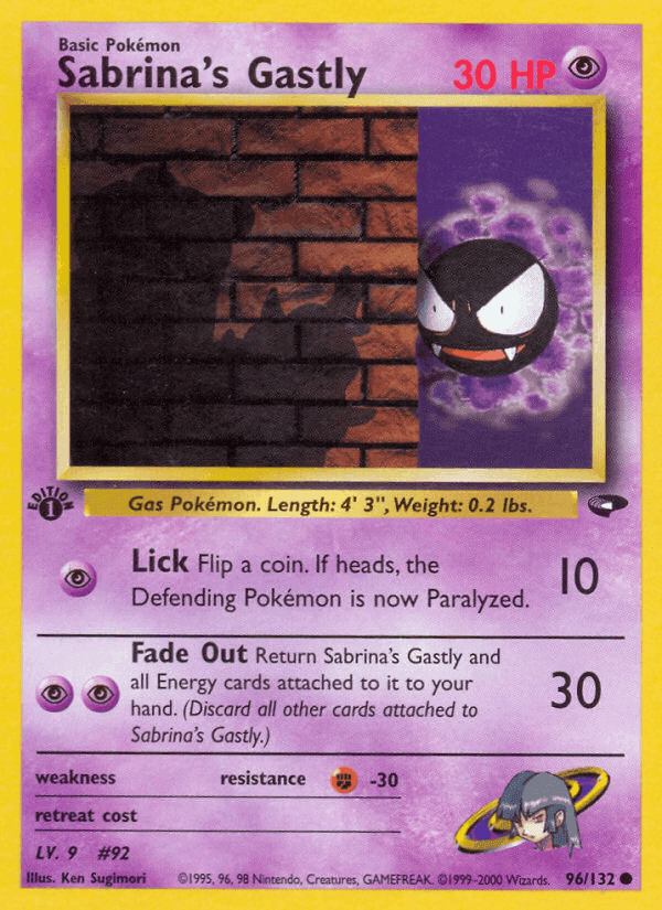 Sabrina's Gastly, card 96 from Gym Challenge