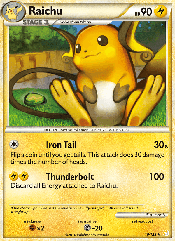 Raichu, carta 10 di HeartGold SoulSilver