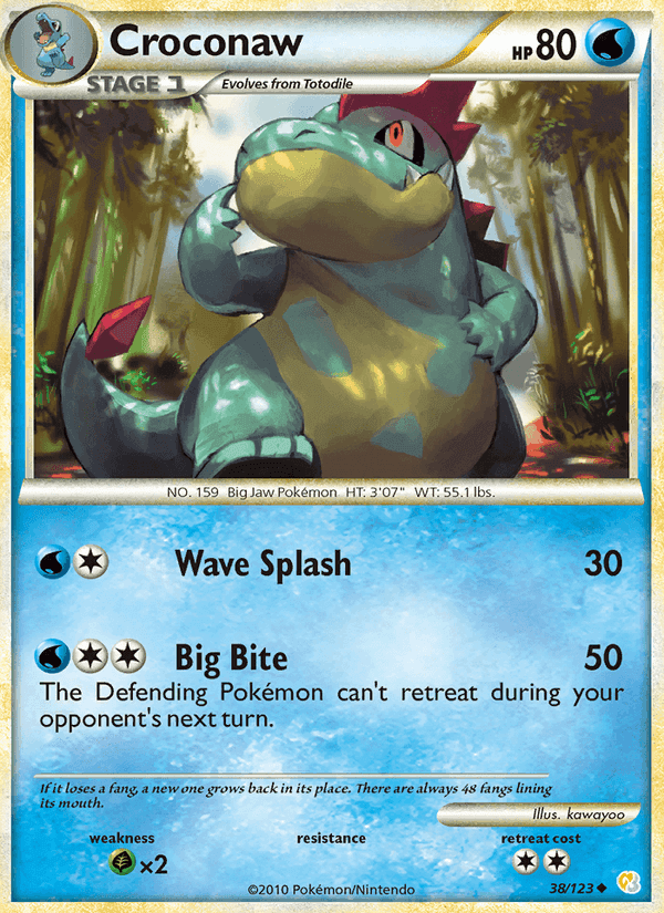 Croconaw, card 38 from HeartGold SoulSilver