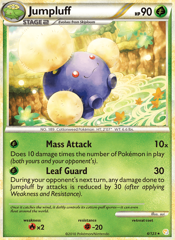 Jumpluff, card 6 from HeartGold SoulSilver