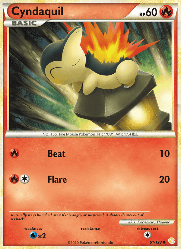 Cyndaquil, card 61 from HeartGold SoulSilver