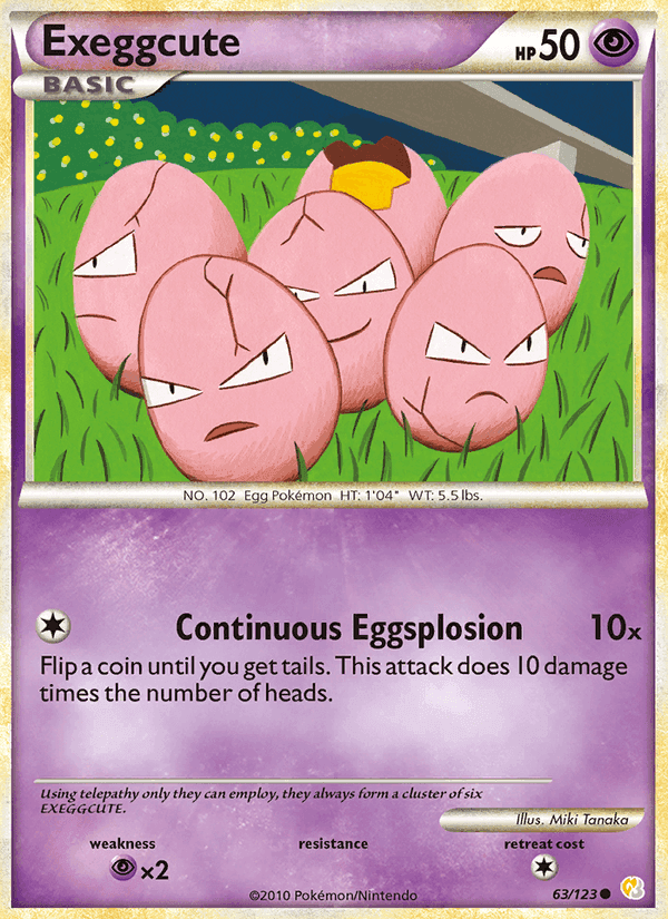 Exeggcute, card 63 from HeartGold SoulSilver