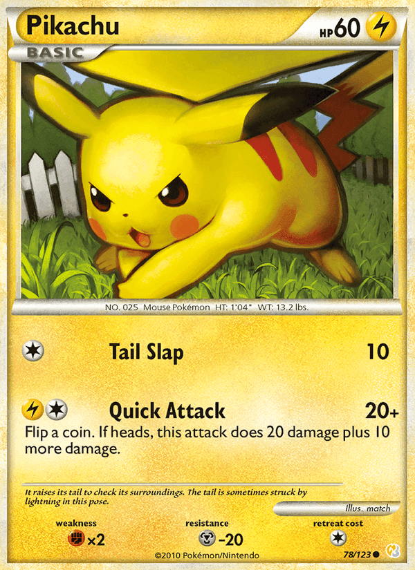 Pikachu, card 78 from HeartGold SoulSilver
