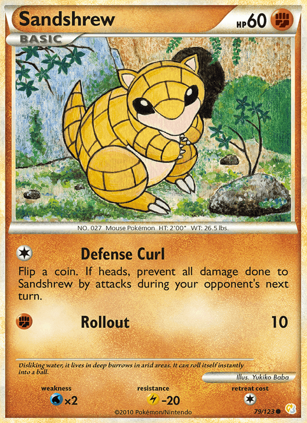 Sandshrew, card 79 from HeartGold SoulSilver