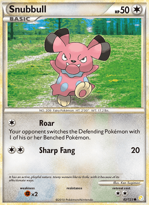 Snubbull, card 82 from HeartGold SoulSilver