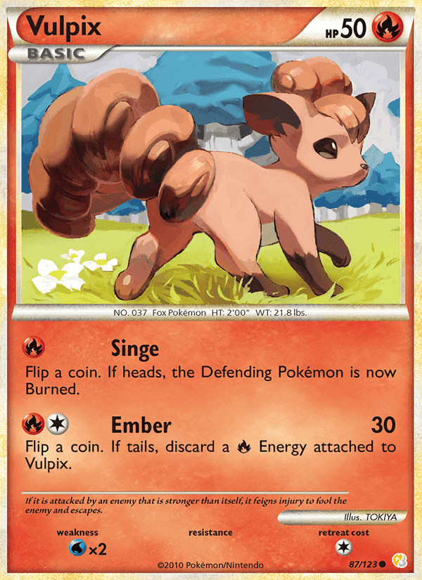 Vulpix, card 87 from HeartGold SoulSilver
