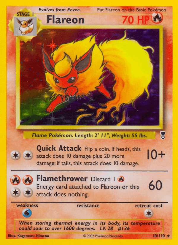 Flareon, card 10 from Legendary Collection