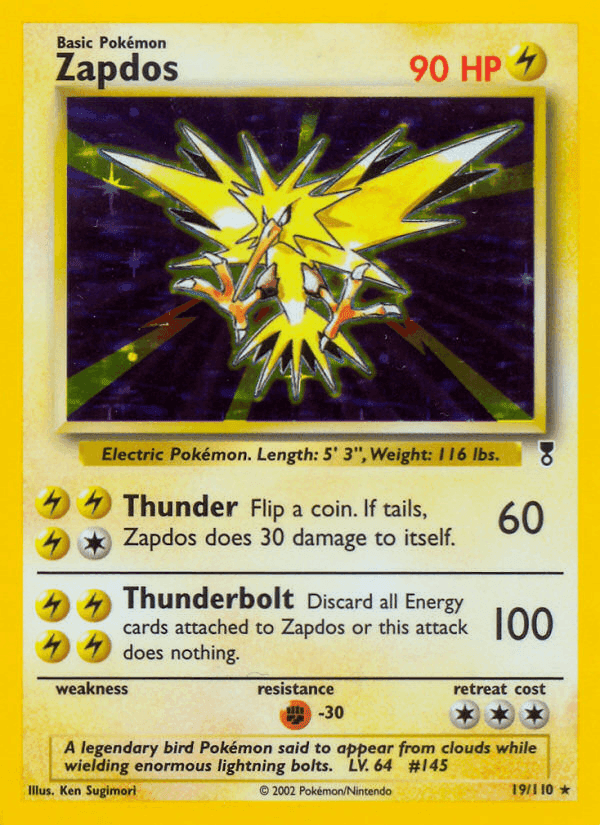 Zapdos, card 19 from Legendary Collection