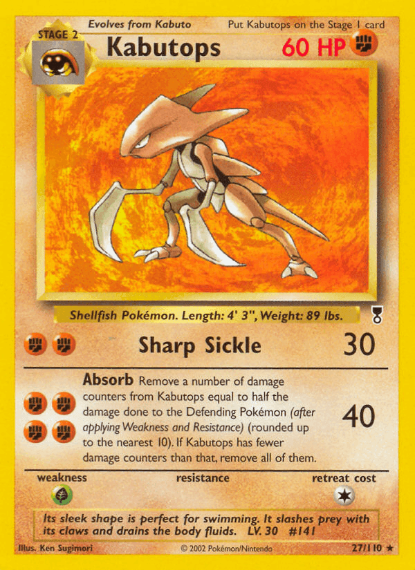 Kabutops, carta 27 de Legendary Collection