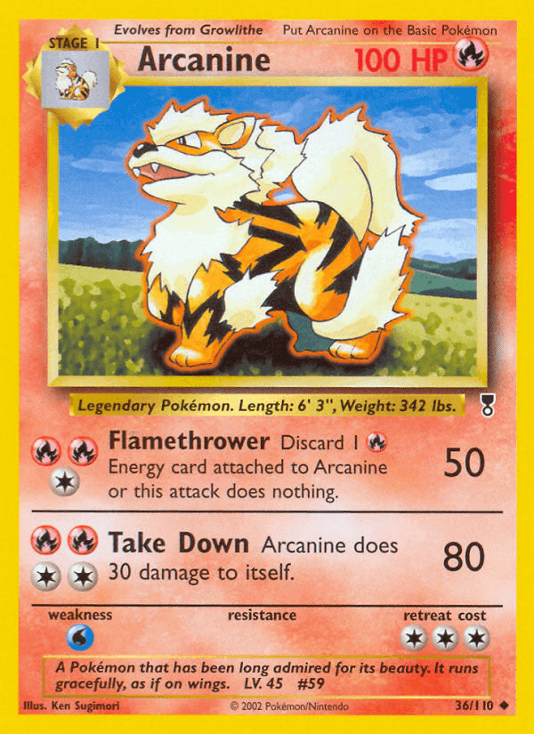 Arcanine, carta 36 di Legendary Collection