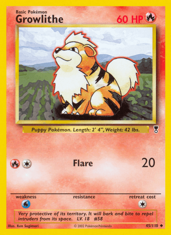 Growlithe, carta 45 de Legendary Collection