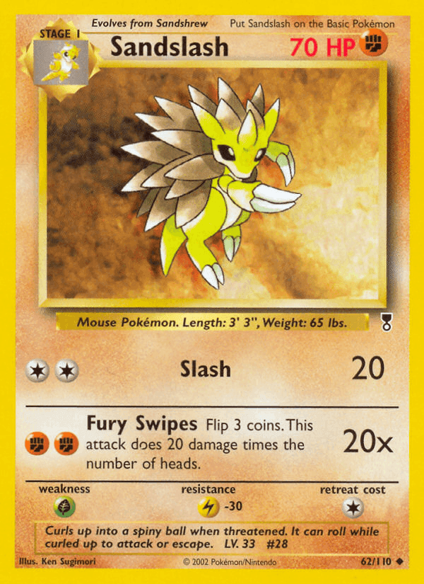 Sandslash, card 62 from Legendary Collection