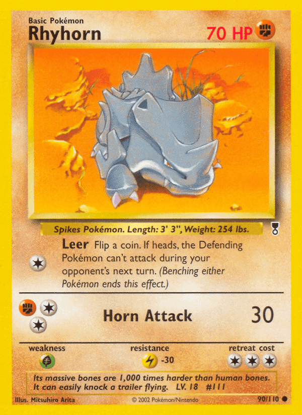Rhyhorn, card 90 from Legendary Collection