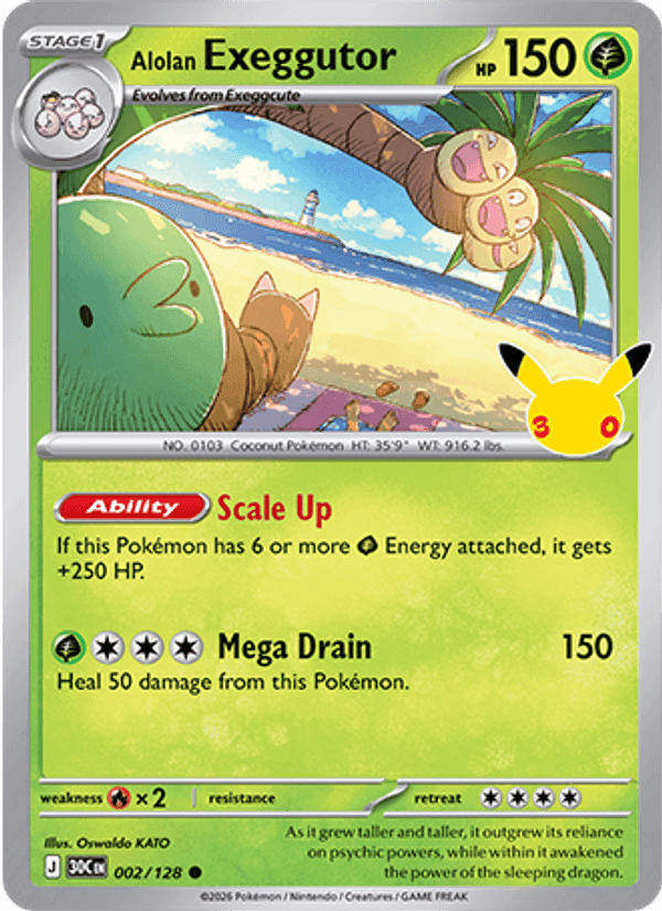 Alolan Exeggutor, card 002 from 30th Celebration