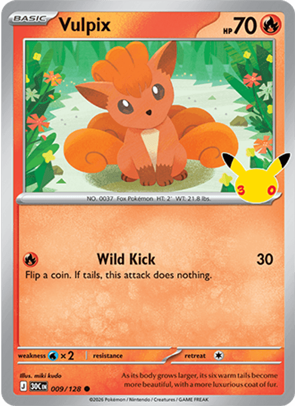 Vulpix, card 009 from 30th Celebration