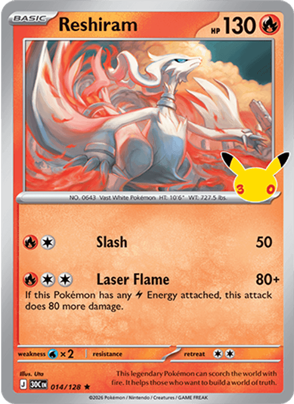 Reshiram, card 014 from 30th Celebration