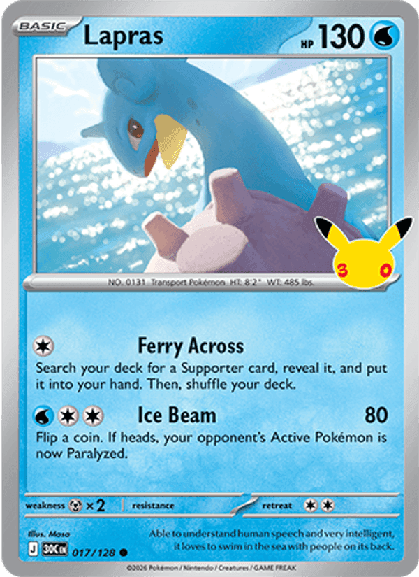 Lapras, card 017 from 30th Celebration