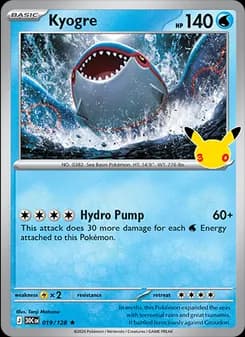 Kyogre, card 019 from Rare