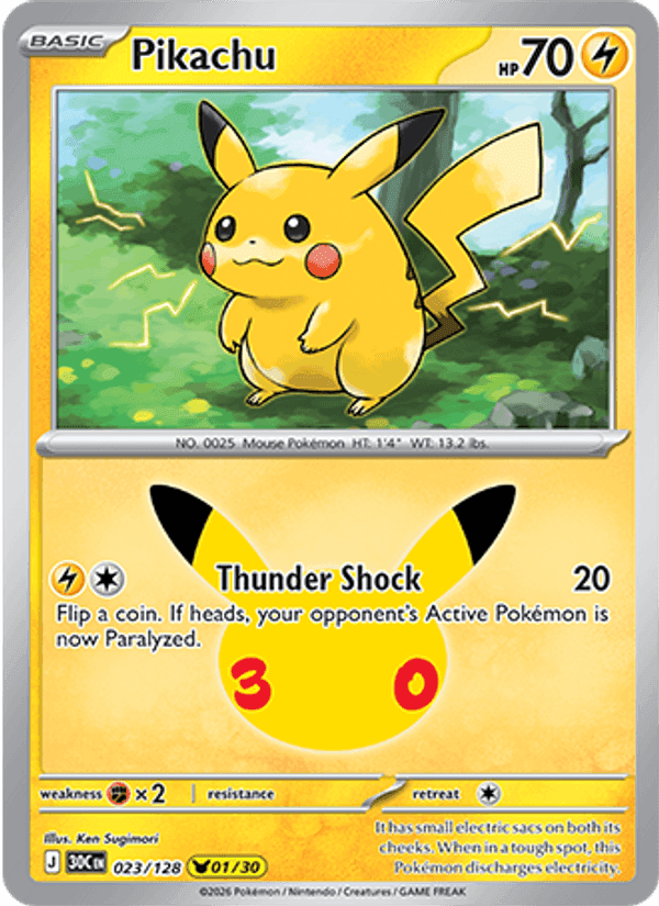 Pikachu, card 023 from 30th Celebration