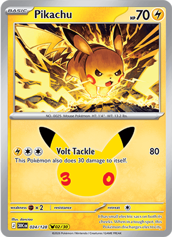 Pikachu, card 024 from 30th Celebration