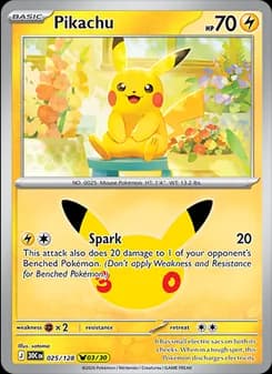 Pikachu, card 025 from Pikachu Rare