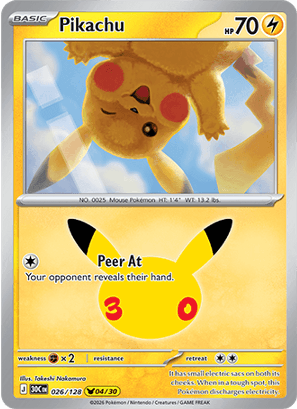 Pikachu, card 026 from 30th Celebration