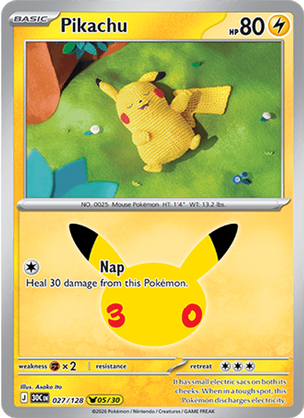 Pikachu, card 027 from 30th Celebration