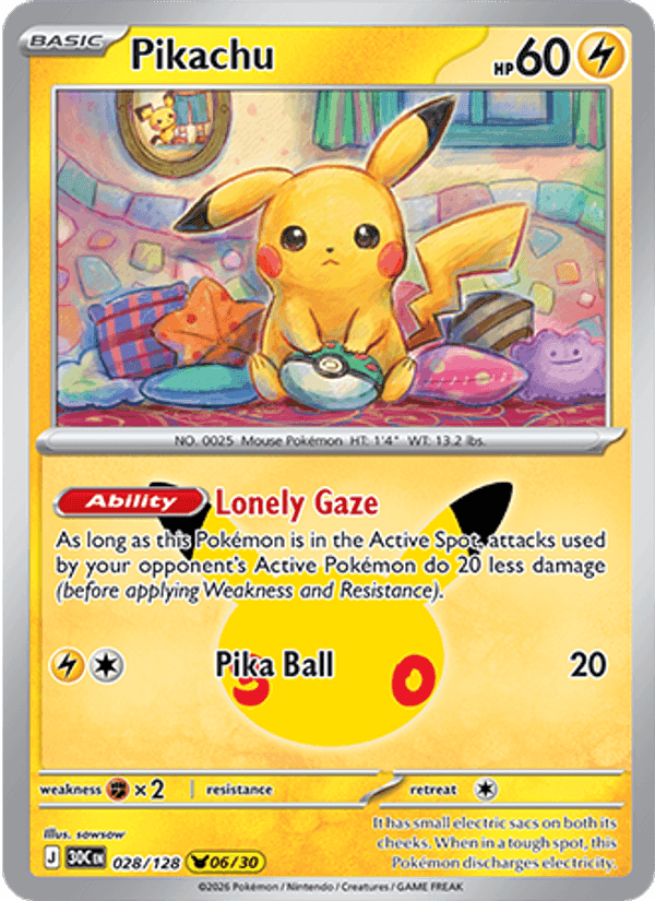 Pikachu, card 028 from 30th Celebration
