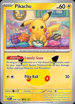 Pikachu, card 028 from Pikachu Rare