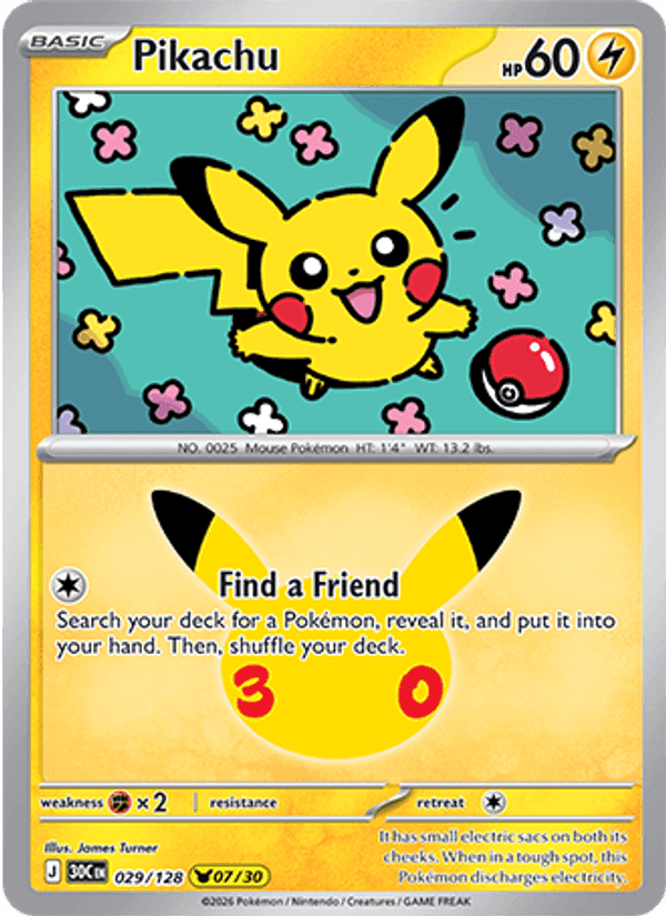 Pikachu, card 029 from 30th Celebration