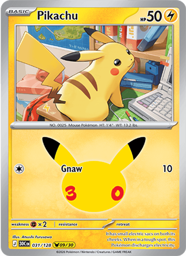 Pikachu, card 031 from 30th Celebration