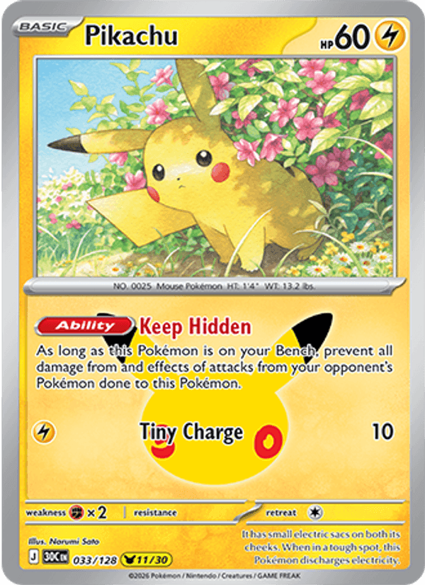 Pikachu, card 033 from 30th Celebration
