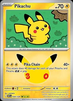 Pikachu, card 034 from Pikachu Rare