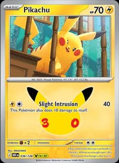 Pikachu, card 036 from Pikachu Rare