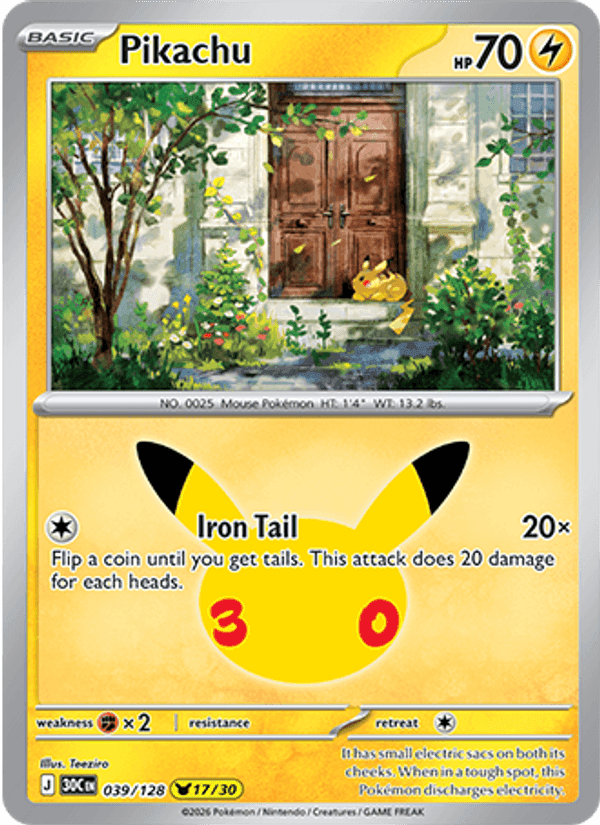 Pikachu, card 039 from 30th Celebration