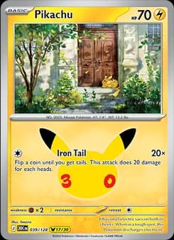 Pikachu, card 039 from Pikachu Rare