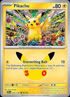 Pikachu, card 040 from Pikachu Rare
