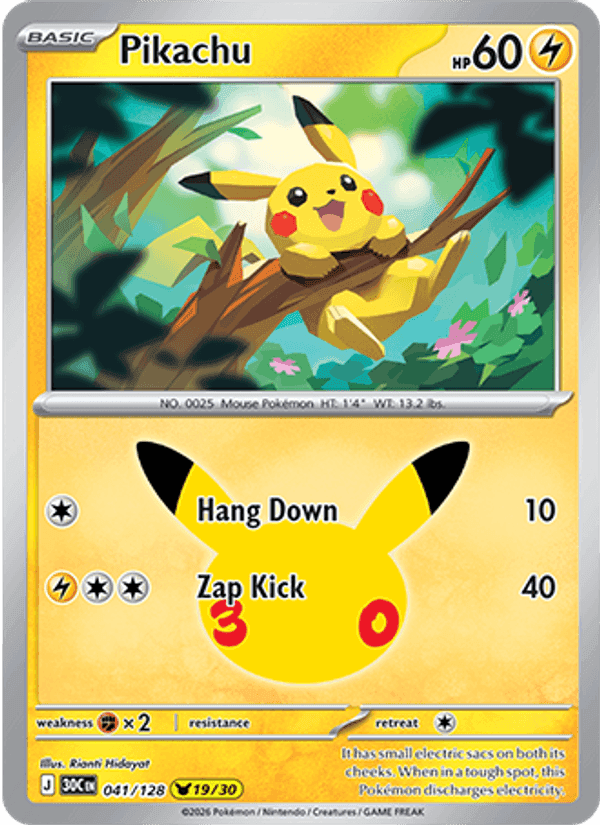 Pikachu, card 041 from 30th Celebration