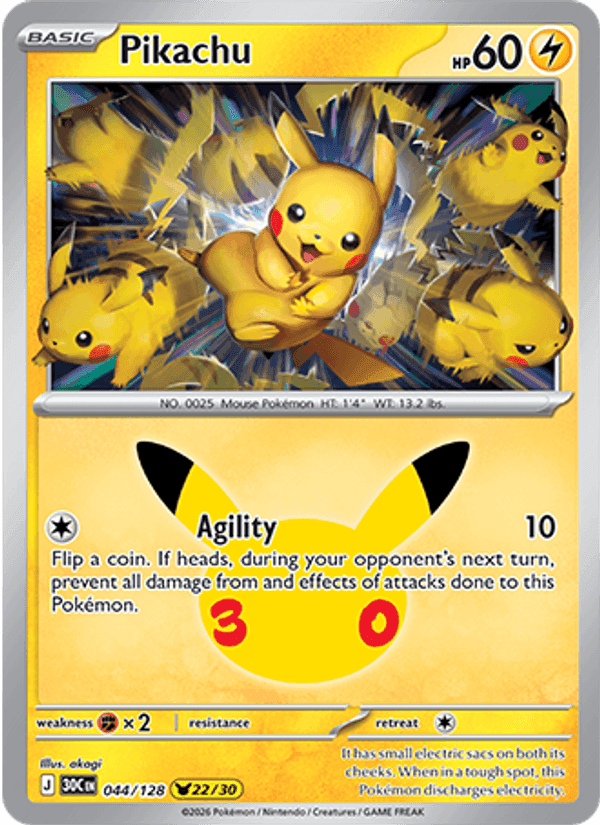 Pikachu, card 044 from 30th Celebration