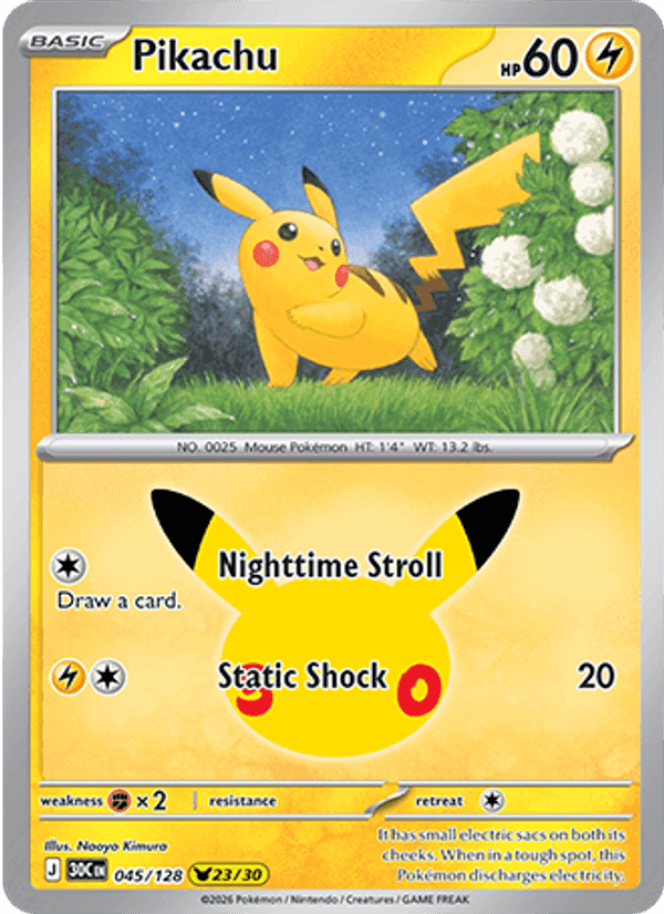 Pikachu, card 045 from 30th Celebration