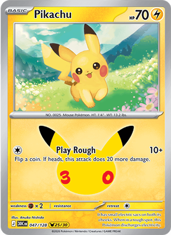 Pikachu, card 047 from 30th Celebration