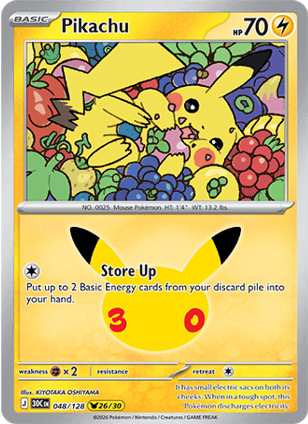 Pikachu, card 048 from 30th Celebration