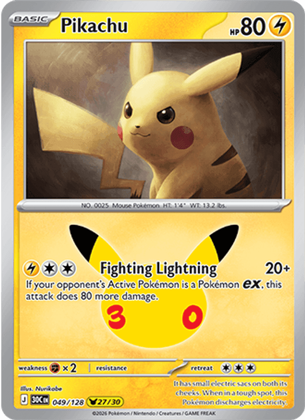Pikachu, card 049 from 30th Celebration