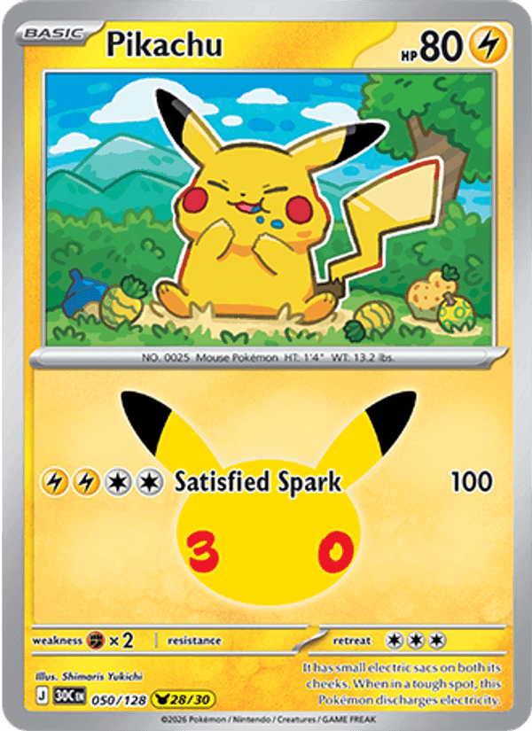 Pikachu, card 050 from 30th Celebration