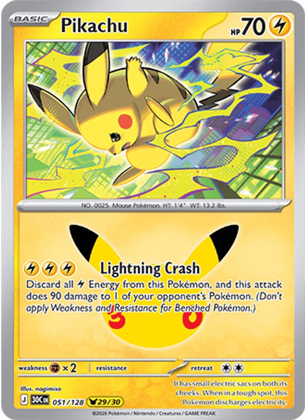 Pikachu, card 051 from 30th Celebration