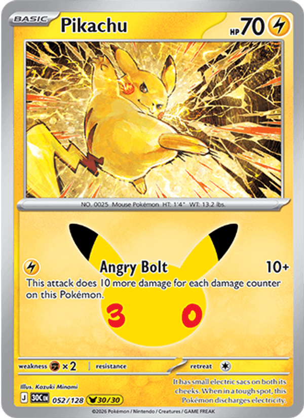 Pikachu, card 052 from 30th Celebration